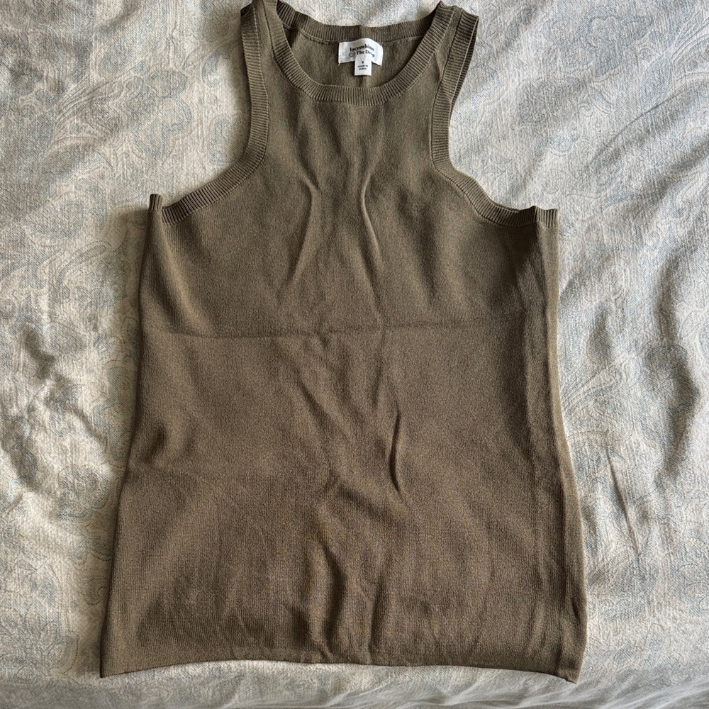 Olive Sleeveless Knit Top